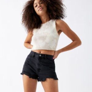 PacSun Black Distressed High Waisted Denim Festival Shorts - Size 26